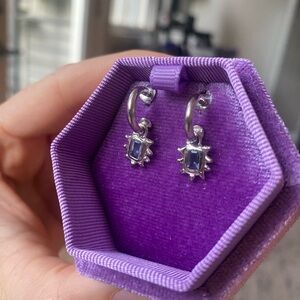 Millie Savage Sapphire silver hoop earrings